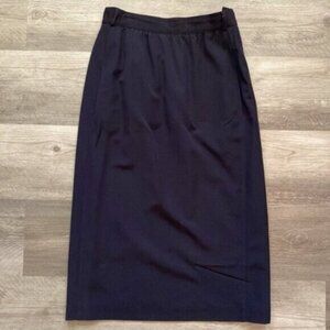 VINTAGE 80s Escada 100% Wool Skirt Size 4 / 36 Blue Pockets Maxi Midi Secretary
